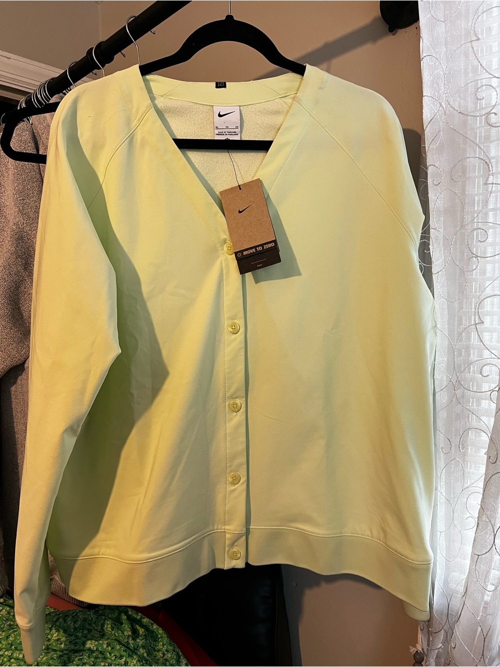 Nike Women’s lemon/lime Golf water repellent Button-Front Cardigan